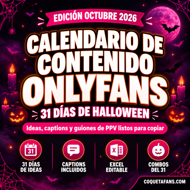Calendario de contenido OnlyFans octubre 2026 Halloween Excel